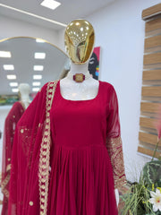 Beautiful Georgette Embroidery Sequence Work Gown