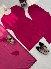 Beautiful Soft Cotton Thread Sequence Work Suit