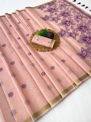 Beautiful Elegant Jamdhani Handloom Cotton Silk Saree