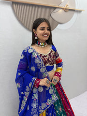 Navratri Special Georgette Embroidery Sequence Work Lehenga With Stitched Blouse