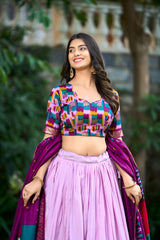 Effortless Glamours Tussar Silk Floral Printed With Foil Printed Lehenga Choli