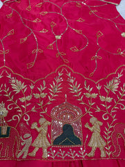 Beautiful Natural Crepe Silk Beads With Thread & Sequence Work Sharara