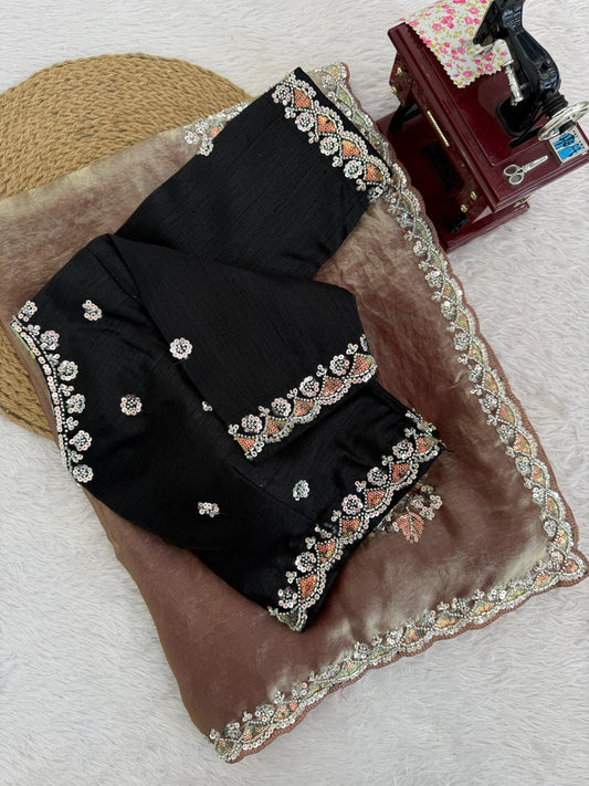 Party-wear Fendy Silk Beads With Thread & Sequence Work Saree