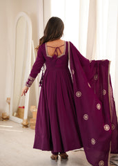 Party-wear Roman Silk Chanderi Silk Sequence Work Anarkali Gown