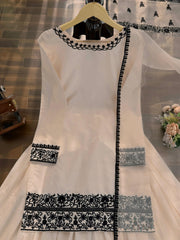 Beautiful Natural Crepe Thread Work Suit
