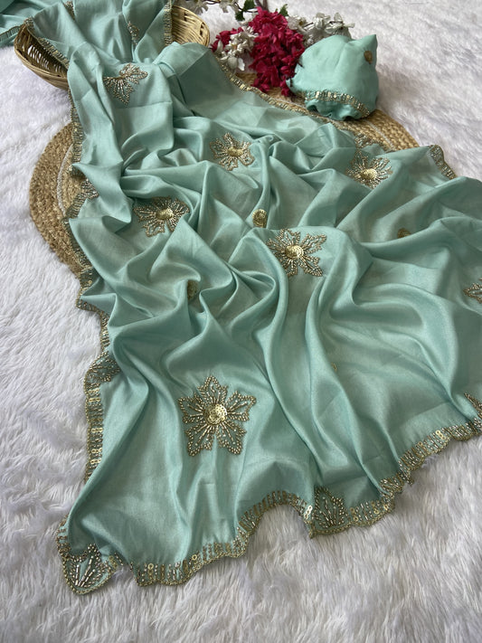 Beautiful Occasions & Party Special Trending Handwork Soft Silk Saree