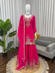 Party-wear Georgette Thread With Sequence Work Sharara Set