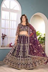 Trending Net Embroidery Sequence Coding Designer Work Lehenga Choli