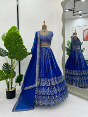 Mesmerizing Blue Georgette Sequence & Thread Work Lehenga Choli