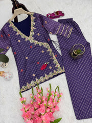 Designer Party-wear Vichitra Silk With Digital Printed Suit