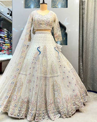 Wedding Special Soft Net Sequence Embroidery Work Lehenga Choli