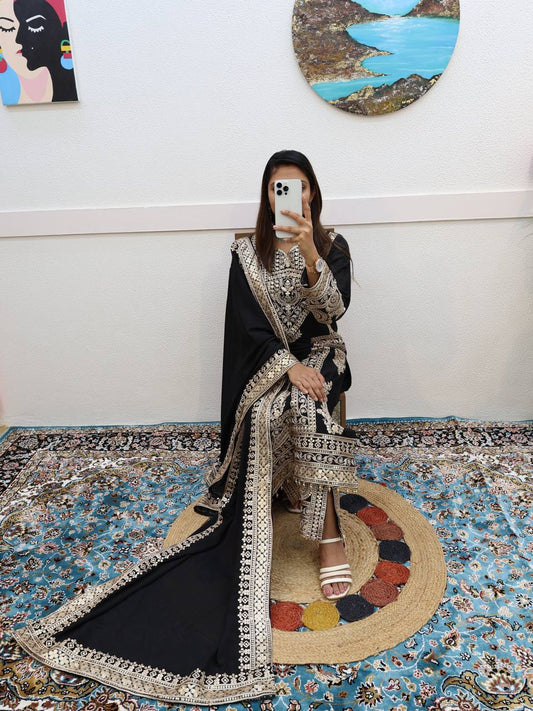 Partywere Chionon Silk Sequence Embroidery Work Salwar Suit