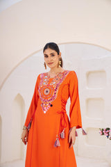 Girly Stylish Thread & Real Mirror With Tassels & Fancy Lace Co-Ord Set