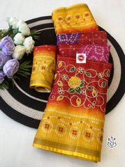 Beautiful Kota Silk Bandhej Printed Saree