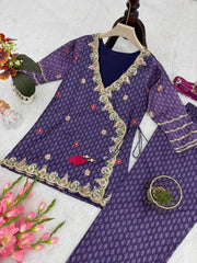 Designer Party-wear Vichitra Silk With Digital Printed Suit