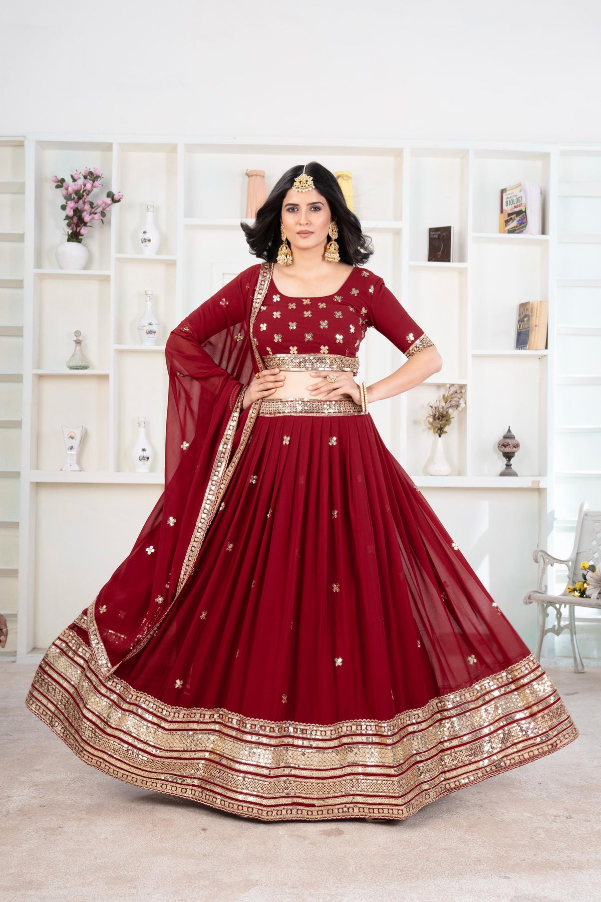 Beautiful Trending Partywear Georgette Embroidery & Sequence Work Lehenga Choli