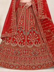 Red Trending Premium Silk With Zarkan Diamond & Embroidery Work Bridal Lehenga
