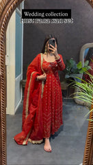 Beautiful Elegant Georgette Thread With Sequence Work Gown