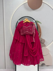 Rakhi Special Georgette hand Mirror & Thread Work Lehenga Saree
