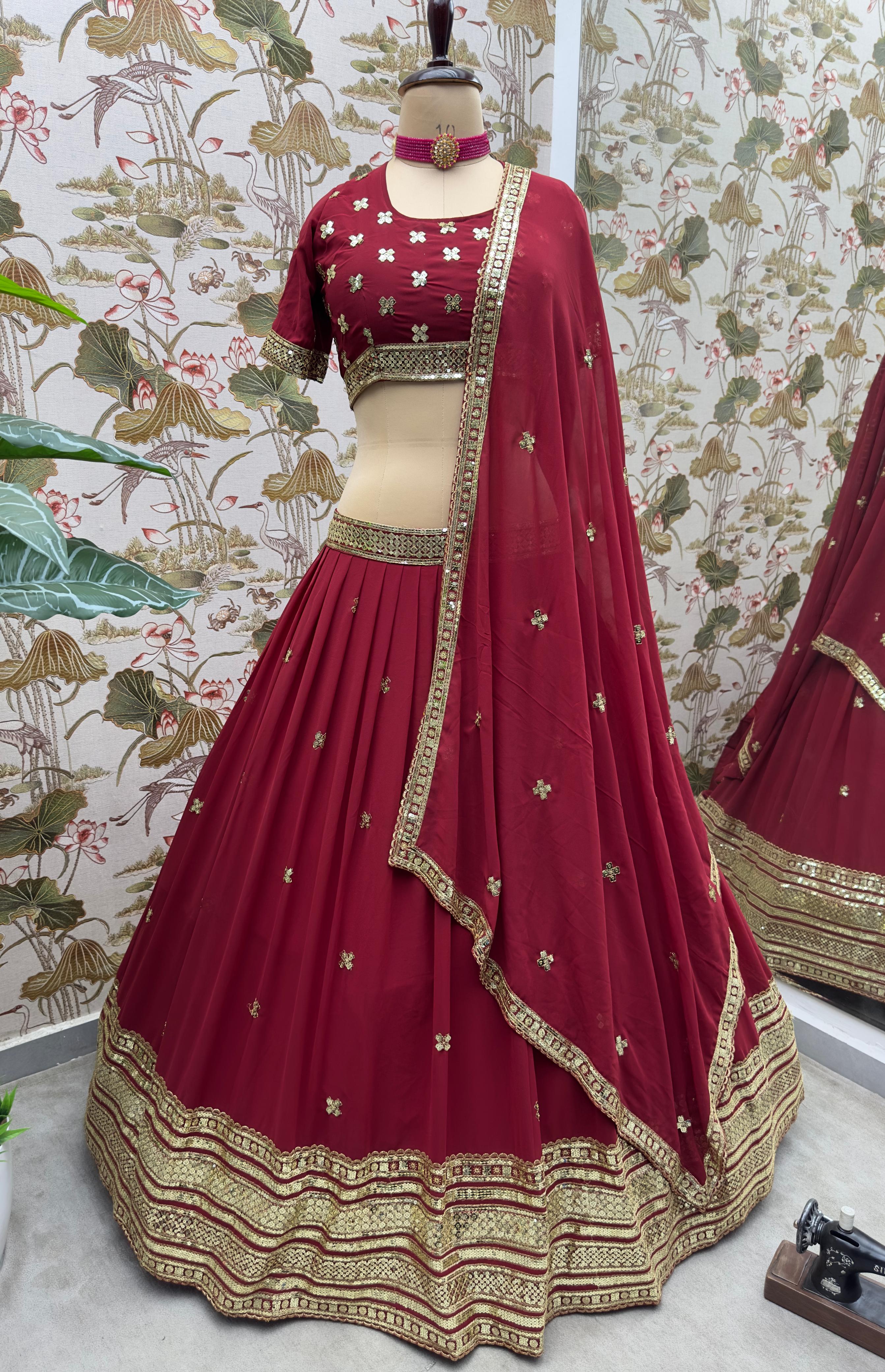 Beautiful Trending Partywear Georgette Embroidery & Sequence Work Lehenga Choli