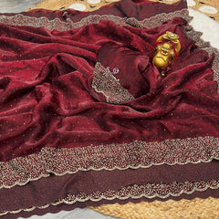 Beautiful Trending Space Silk Zarkhan Work Saree