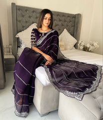 Staring Pure Jimmy Choo Thread Work Saree