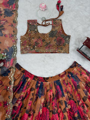 Beautiful Tabby Organza With Digital Printed Lehenga Choli