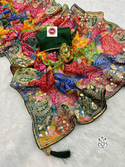 Georgette Bhandhini Pachrangi Printed Saree