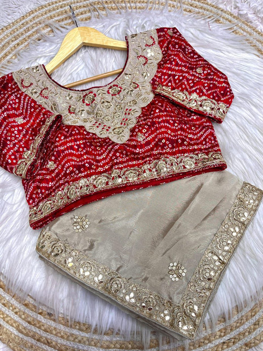 Beautiful Chainstiched Multi Work & Butta In Whole Saree