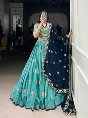 Beautiful Slab Silk Sequence & Thread Embroidery Work Lehenga Choli