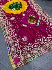 Beautiful Pure Georgette With Jaipur Bandhani Saree