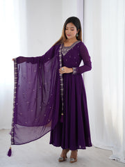 Pure Soft Georgette Embroidery Work Gown