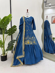 Beautiful Natural Crepe Silk Beads With Thread & Sequence Work Sharara