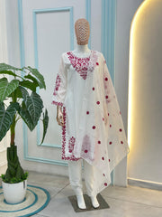 Beautiful Rayon Cotton Embroidery Thread Designer Suit