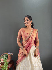 South Indian Special Festive Tissue Silk Embroidery Work Lehenga Choli