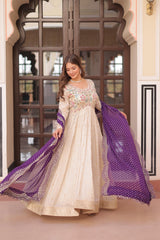 Beautiful Cosmos Weaving Jacquard With Pearl Beads Embroidered Gown