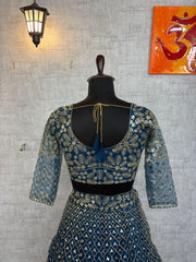 Party-wear Flared Butterfly Net Embroidery & Sequence Work Lehenga Choli
