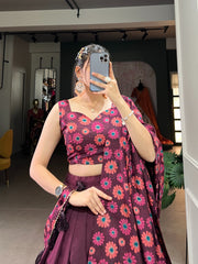 Radiate Charming Tussar Silk Floral Printed Lehenga Choli