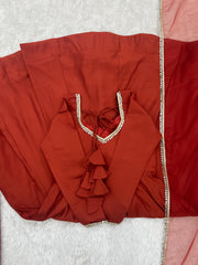 Beautiful Soft Nylon Net With Fancy Mirror Lace Gown