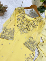 Party-wear Designer Crunchy Silk Sequence Embroidery Work Salwar Suit