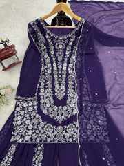 Partywear Designer Georgette Thread With Sequence Work Sharara