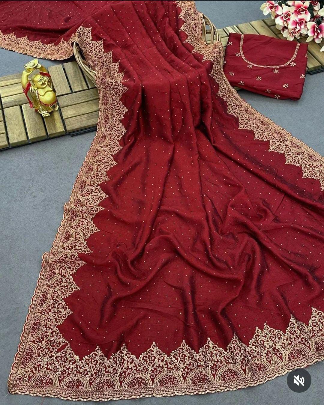 Beautiful Superhit Blooming Vichitra Silk Saree