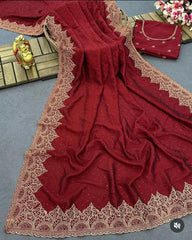 Beautiful Superhit Blooming Vichitra Silk Saree
