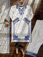 Beautiful Mull Chanderi Thread With Sequence Work Suit