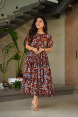 Stylish Women's Fully Flair Georgette With Printed Gown