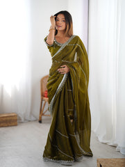 Party-wear Jimmy Choo Thread & Sequence With Embroidery Work Saree