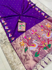 Beautiful khadi Raw Silk Minakari Weaving Border Work Saree