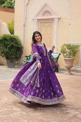 Stunning Glamours Chinon With Rich Sequence Embroidered Work Gown