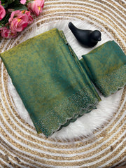 Beautiful Fandy Satin Weaving Zari Pattern Saree