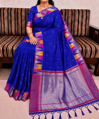 Beautiful Khadi Row Silk Minakari Weaving Saree